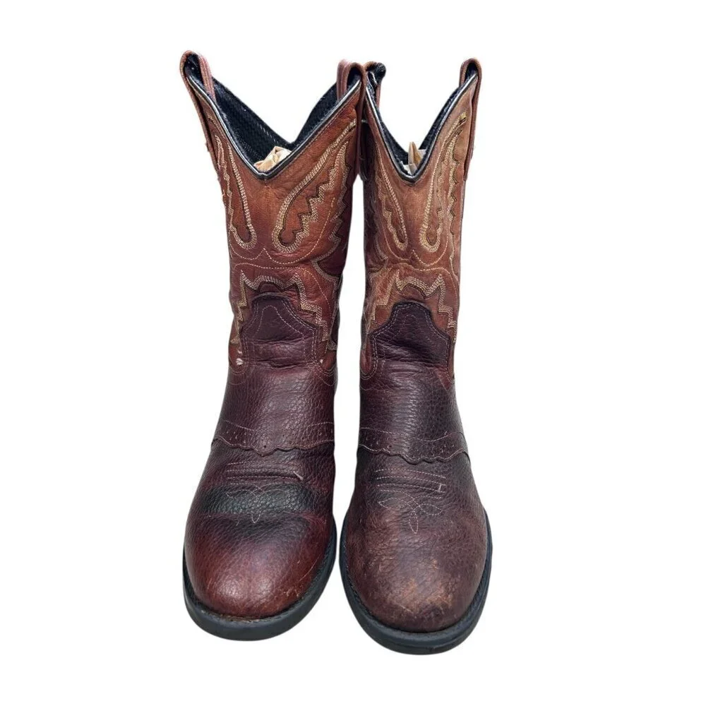 Old West Tan Youth Rust Toe Cowboy Boots 5.5 Boys